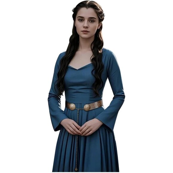 Women Renaissance Leather Belt Faux Leather Metal Chain Medieval Cosplay Accesso